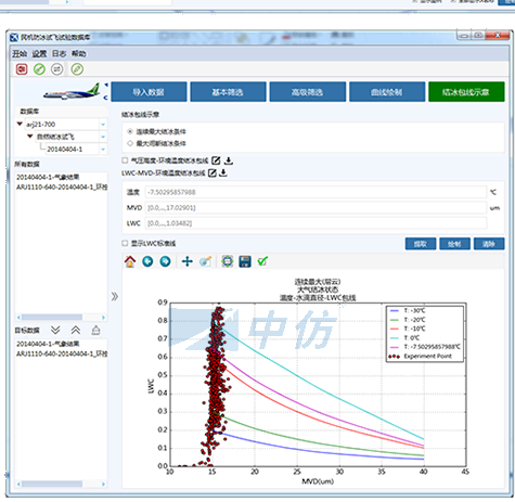 中仿民机防冰试飞试验数据库